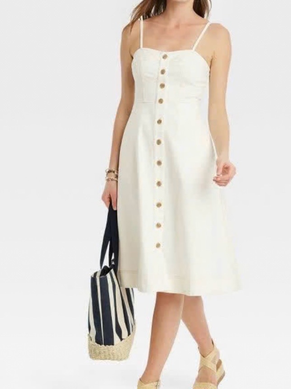 Target Sleeveless Button-Front White Midi Dress